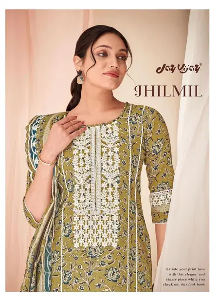 Jhilmil By Jay Vijay Embroidery Block Print Cotton Salwar Suits Wholesale Price In Surat Catalog